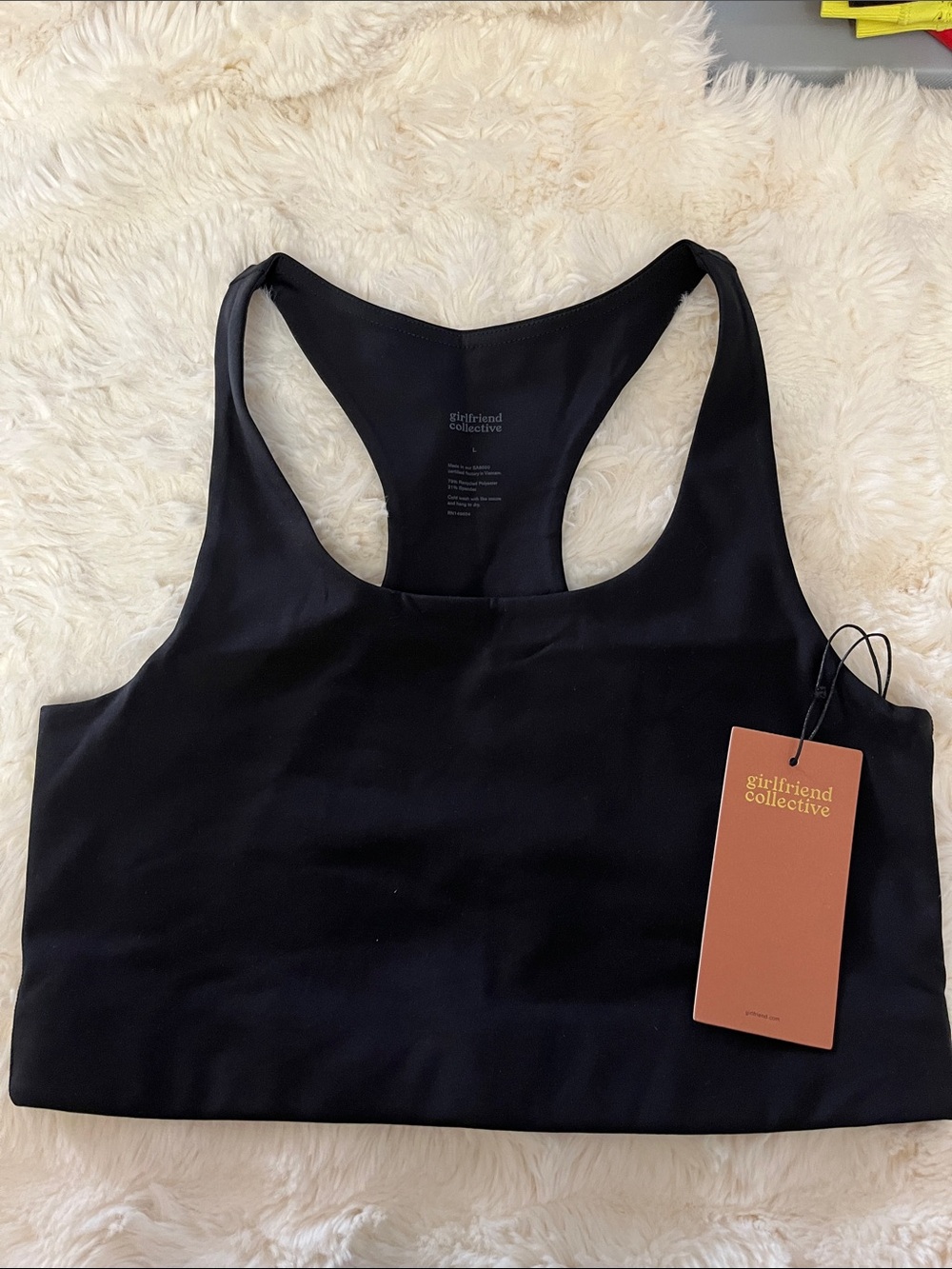 Girlfriend Collective Black Racerback Seamless Sports Bra